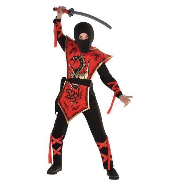 Boys Red and Black Ninja Assassin Costume - Picture 1 of 3
